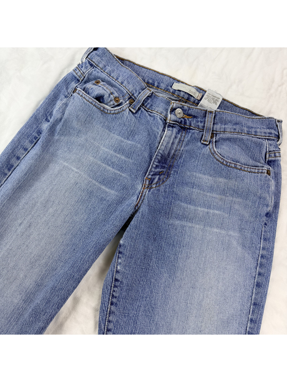Levi's 505 Women's Jeans Size 6 M Distressed Straight Leg Y2K Faded Blue Denim